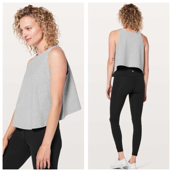 Lululemon Blissed Out Tank Top Gray High Low Hem Sleeveless Size 4 - Picture 1 of 8